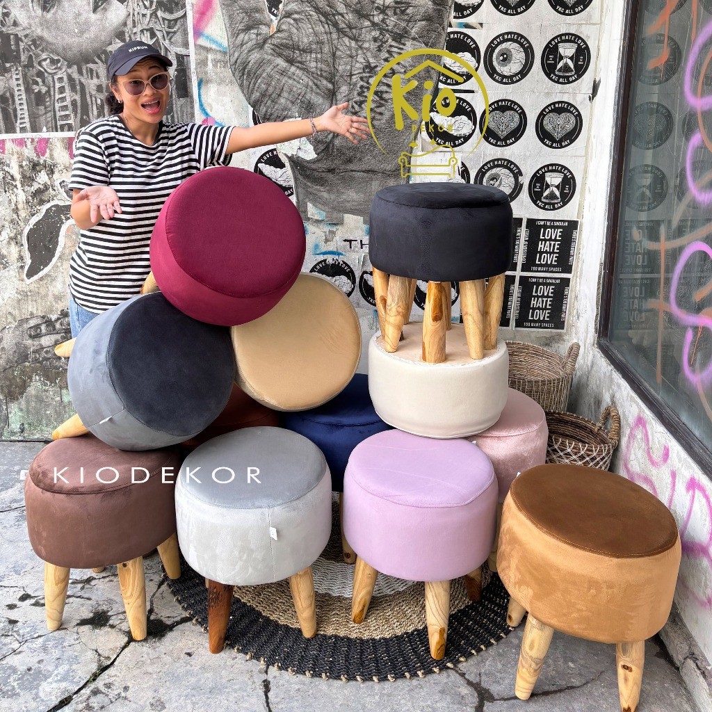 Giandra Computer SALE Stool Bulat Tanpa Kancing D40cm - Stool Murah - Stool Dewasa - Stool Anak - Ku
