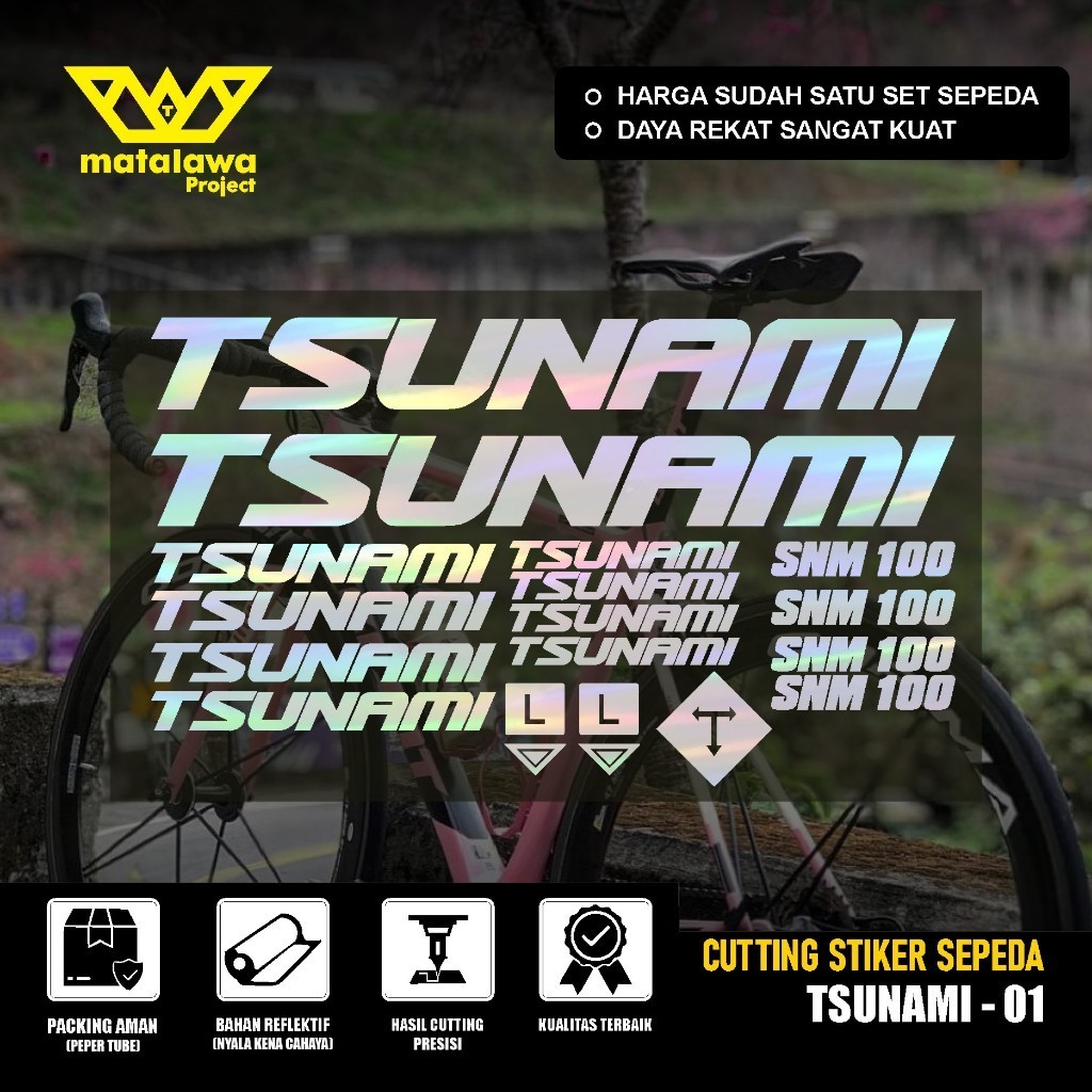 Stiker Tsunami Snm4130 100 300 01 Sticker Frame Sepeda sunami Waterproof Kuat Pres Stikker