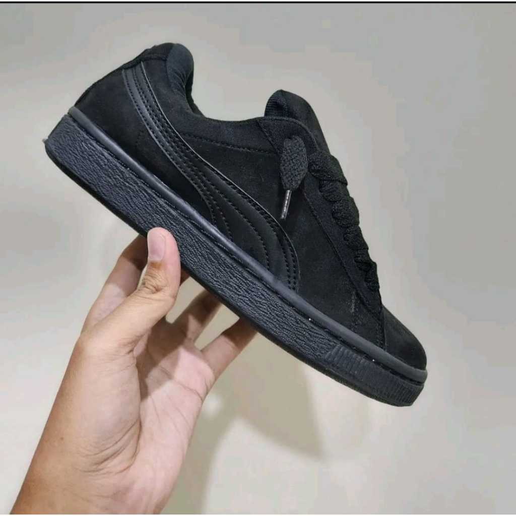 Sepatu Pria Wanita Hitam Polos, Hitam Putih Gemuk Suede XL Fullblack for men and Women