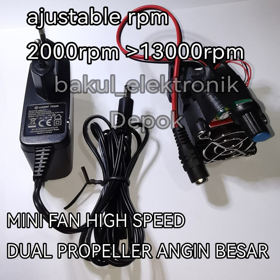 fan DC 4CM DOBLE EFISIEN high speed ajustable