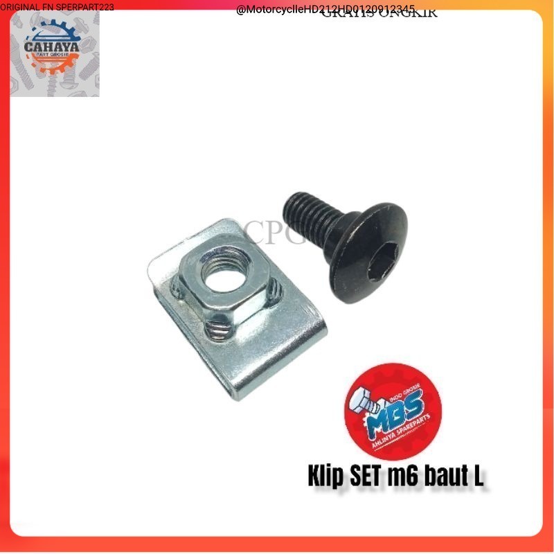 PLAT KLIP SET M6 BAUT L SPIT BAUT 10 BAUT DUDUKAN AKI cover body PLAT NOMER DEK SPAKBOR new Cs1