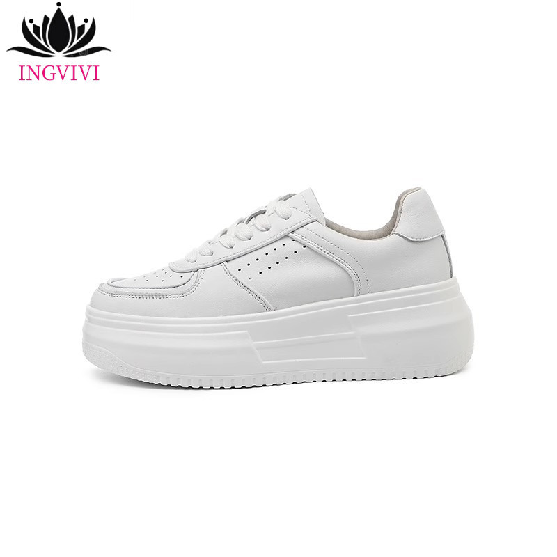 Sepatu INGVIVI Sneakers Putih Polos Wanita Sepatu Cewek Korean Style Nyaman Polos