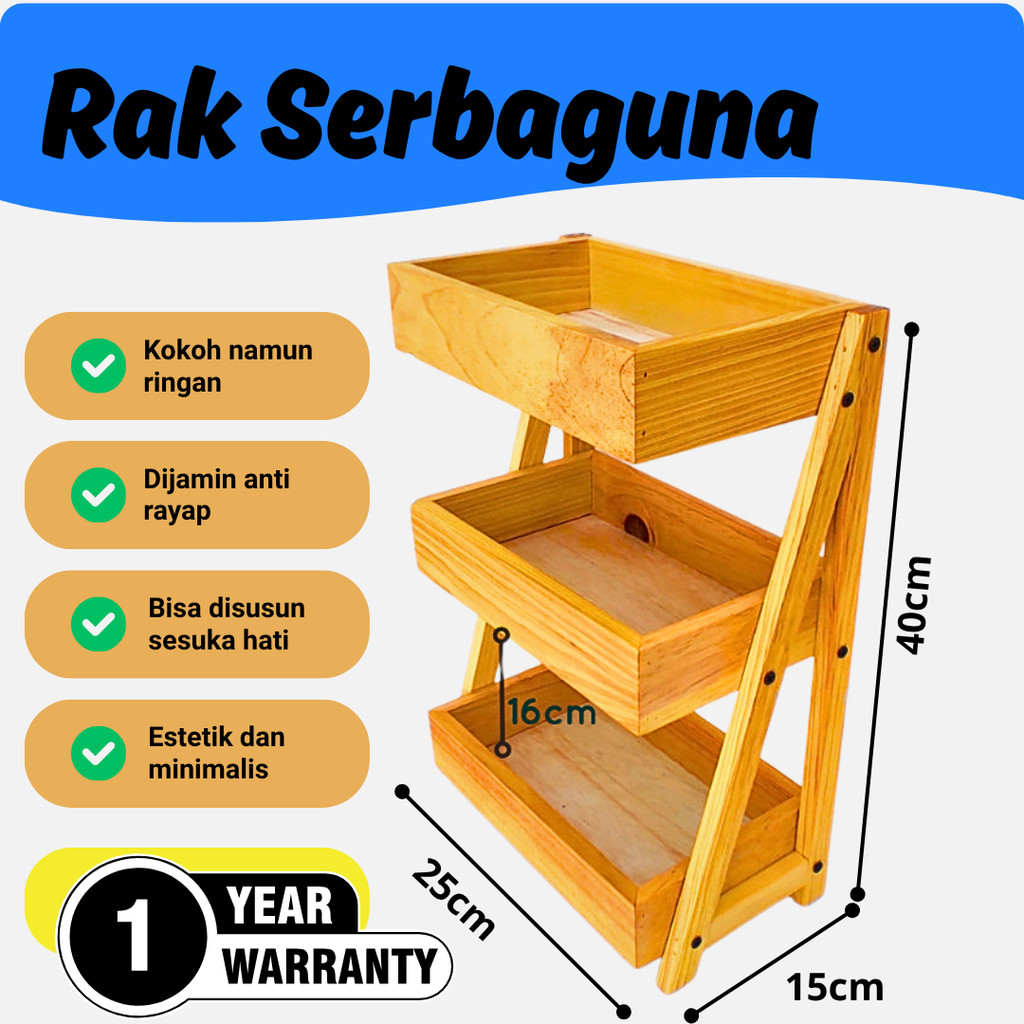 Rak Bawang Susun KAYU JATI Gratis Stiker Tempat Telur Bumbu Dapur Unik Aesthetic Kualitas Premium