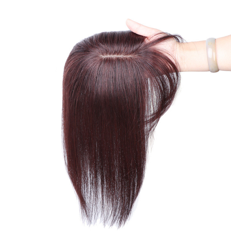 Wig rambut wanita Overhead ekstra flat, poni udara, ekstensi rambut manusia, wig asli