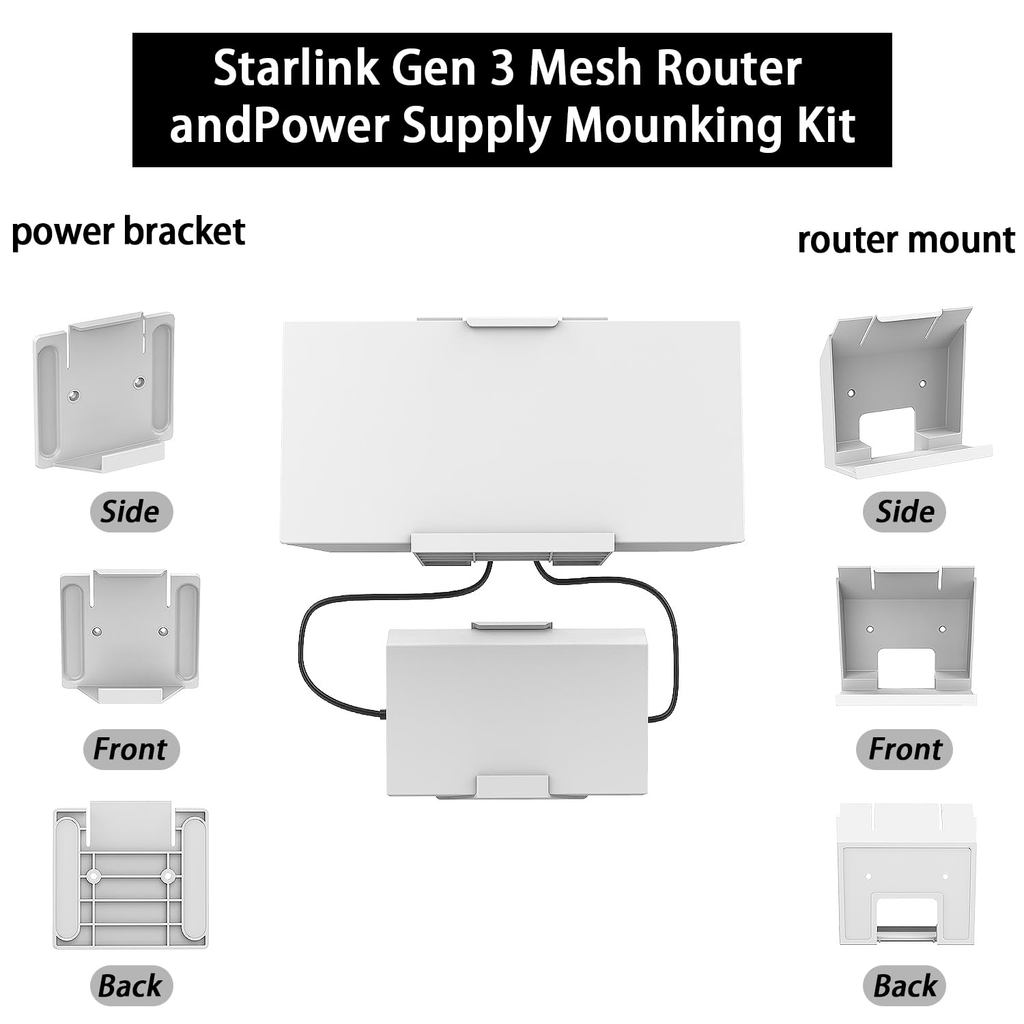 Starlink V3 Router And Power Installation Bracket,Suitable For Gen 3 Router And Power Supply,V3 Rout