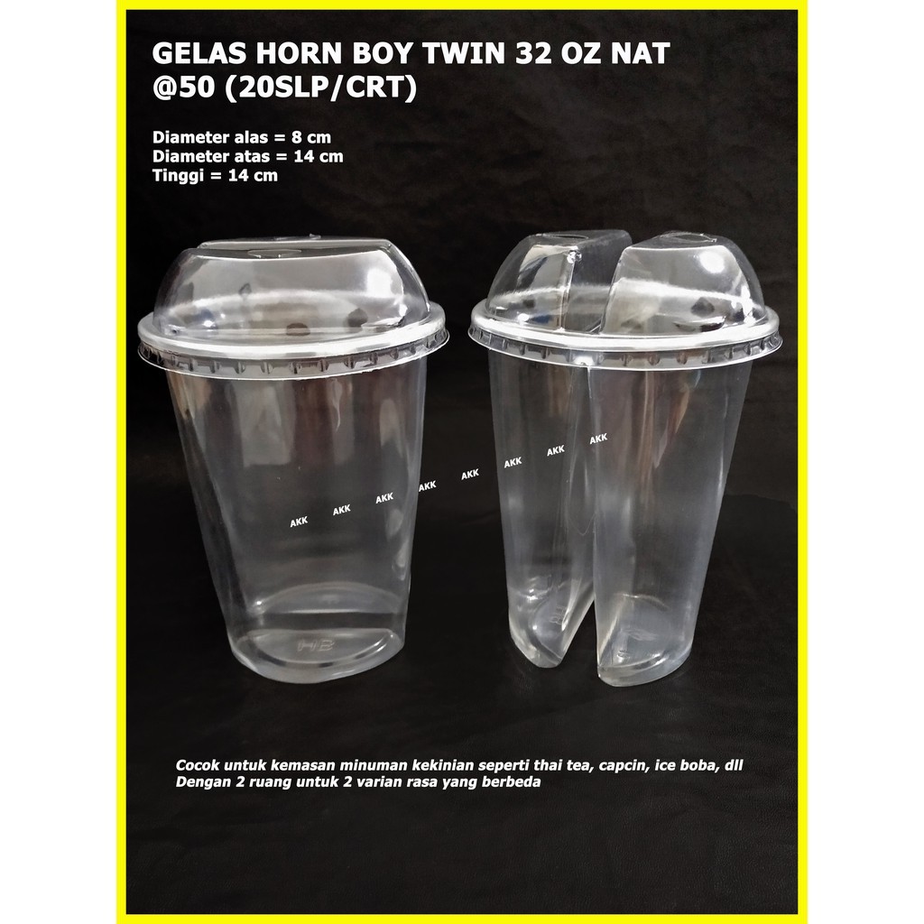 Gelas Twin 32 Oz + Tutup / Twin Cup / Gelas Minuman (10 Pcs)