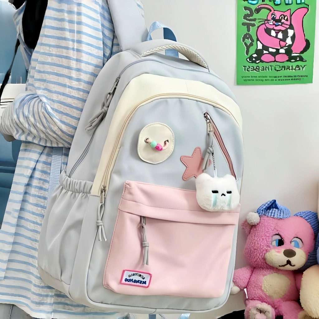 Tas Ransel Kuliah/Tas Ransel Laptop Wanita/Tas Sekolah Korea/Tas Wanita Sekolah/Tas Ransel Kanvas/Ra
