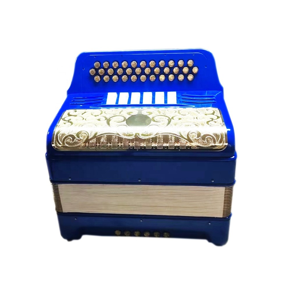 SEASOUND 34 Buttons 12 Bass 6 Registers Light Blue Gold Grill Gold Buttons Accordion Acordeon Musica