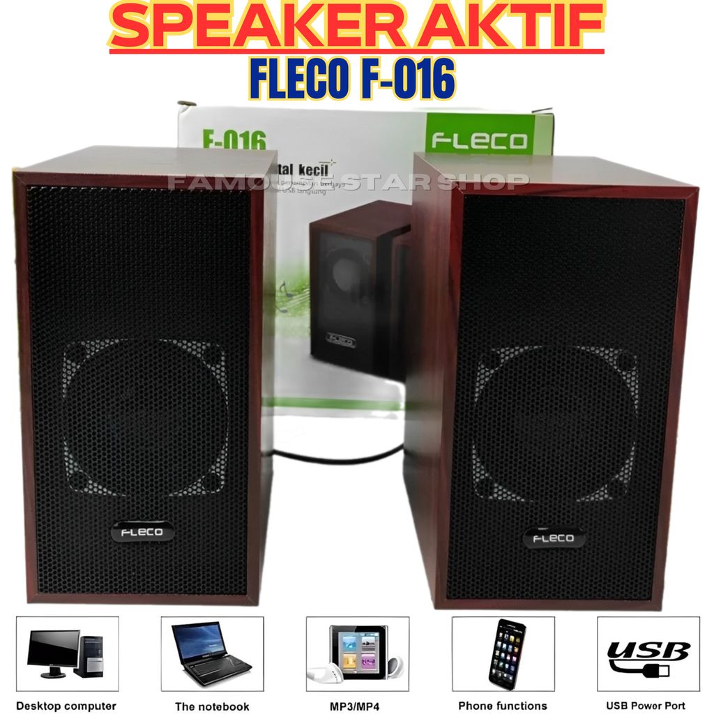 Terlaris SPEAKER MINI BASS FLECO SOUND AKTIF MINI F-016 UNTUK HP LAPTOP KOMPUTER TV - Speaker Komput