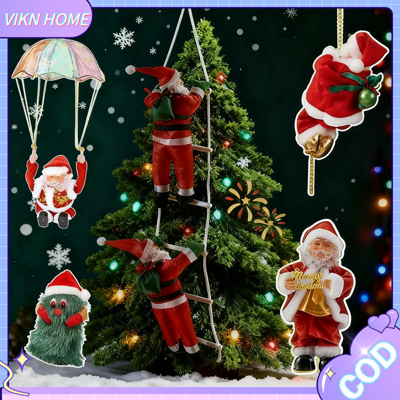 Christmas Electric Santa Claus Climbing Ladder Plush Doll Santa Claus Electric Climbing Rope Ladder 