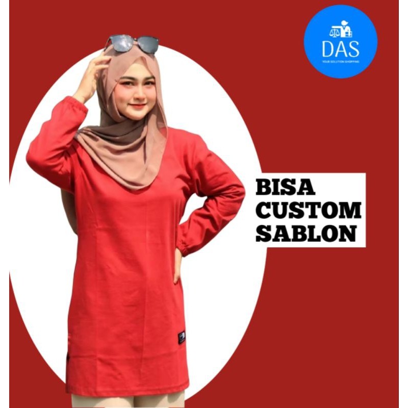 GALVASHOP KAOS TUNIK LENGAN PANJANG CUSTOM SABLON SERAGAMAN