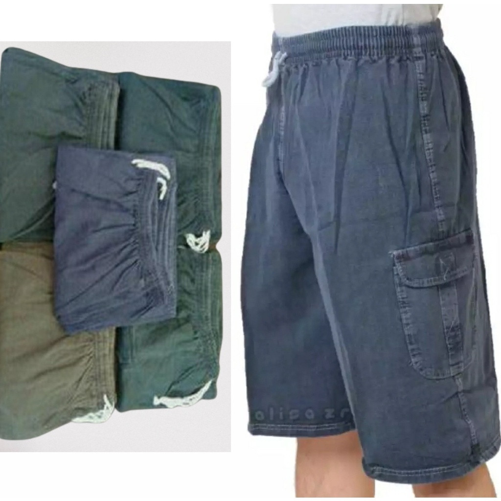 Celana Kolor Pendek Cargo Semi Jeans / Celana pendek pria dewasa model gembol bahan kanvas warna kak