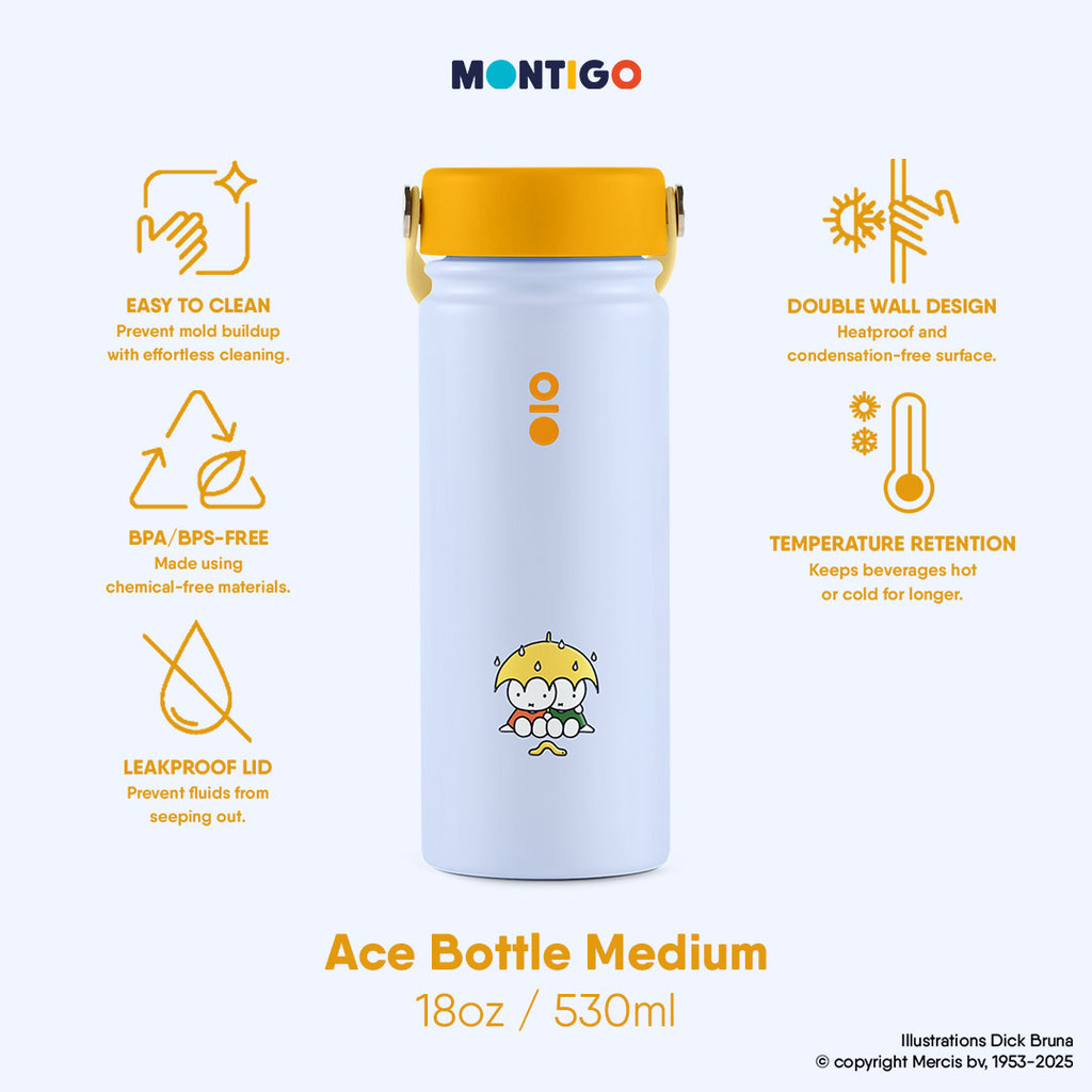 Montigo | Tumbler Miffy Collection Ace Bottle Medium 18oz - 530ml Cloudy Miffy