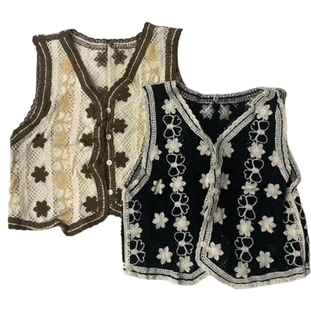 Rompi Rajut Bunga Wanita Outer Wanita Baju Rompi Wanita