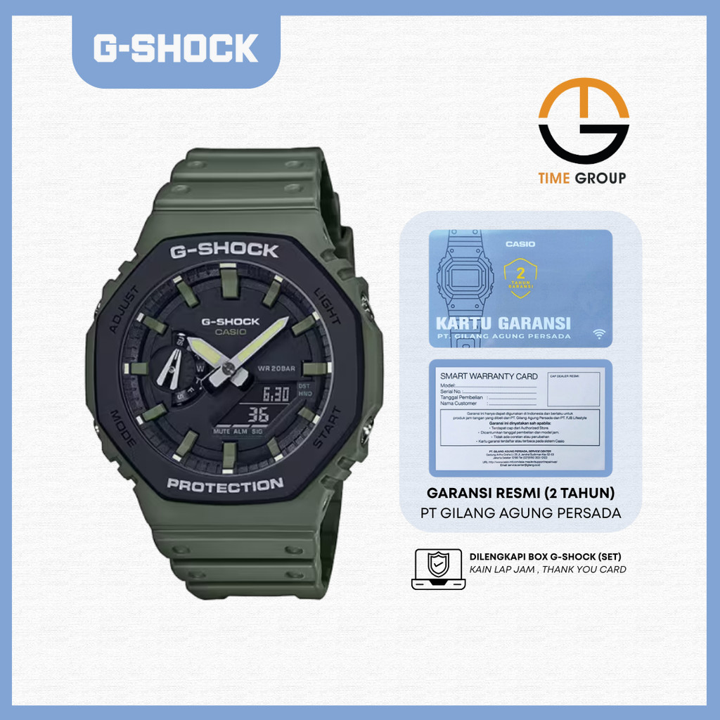 JAM TANGAN PRIA G-SHOCK GA2110SU-3AD GA-2110SU-3AD ANALOG DIGITAL GREEN RESIN STRAP