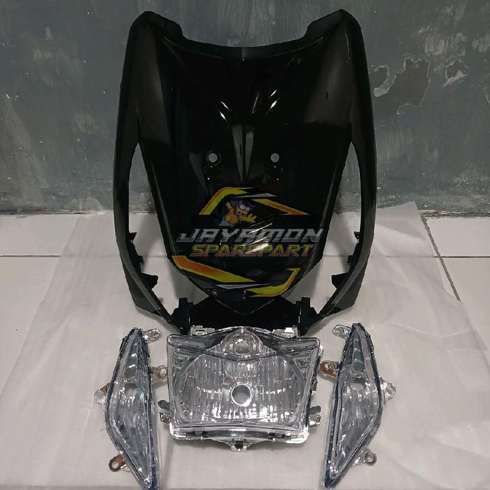 COVER TAMENG DEPAN+1SET LAMPU DEPAN MOTOR HONDA BEAT KARBU WARNA HITAM