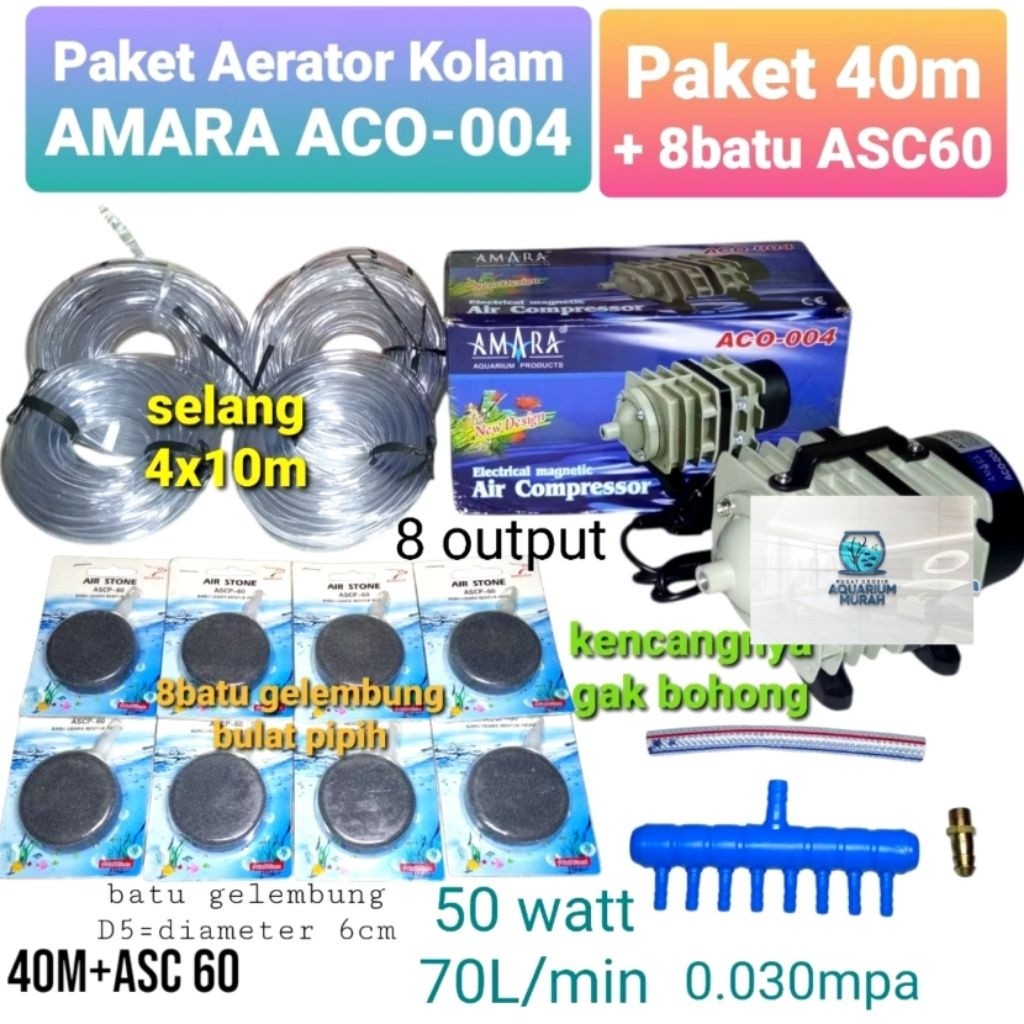 Paket Aerator Kolam AMARA ACO-004. Tenaga Besar. Untuk ternak dan pemeliharaan ikan