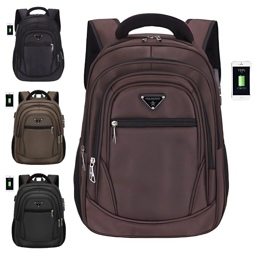 Polo Star 16 In Original Tas Ransel Kerja Tas sekolah Kunci Usb Port POLO Import HM