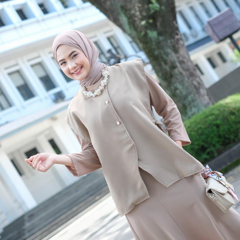 Myaffselv Devara Vest Outer Wanita Vest Kerja Wanita Atasan Rompi Wanita Oversize Panjang Hitam