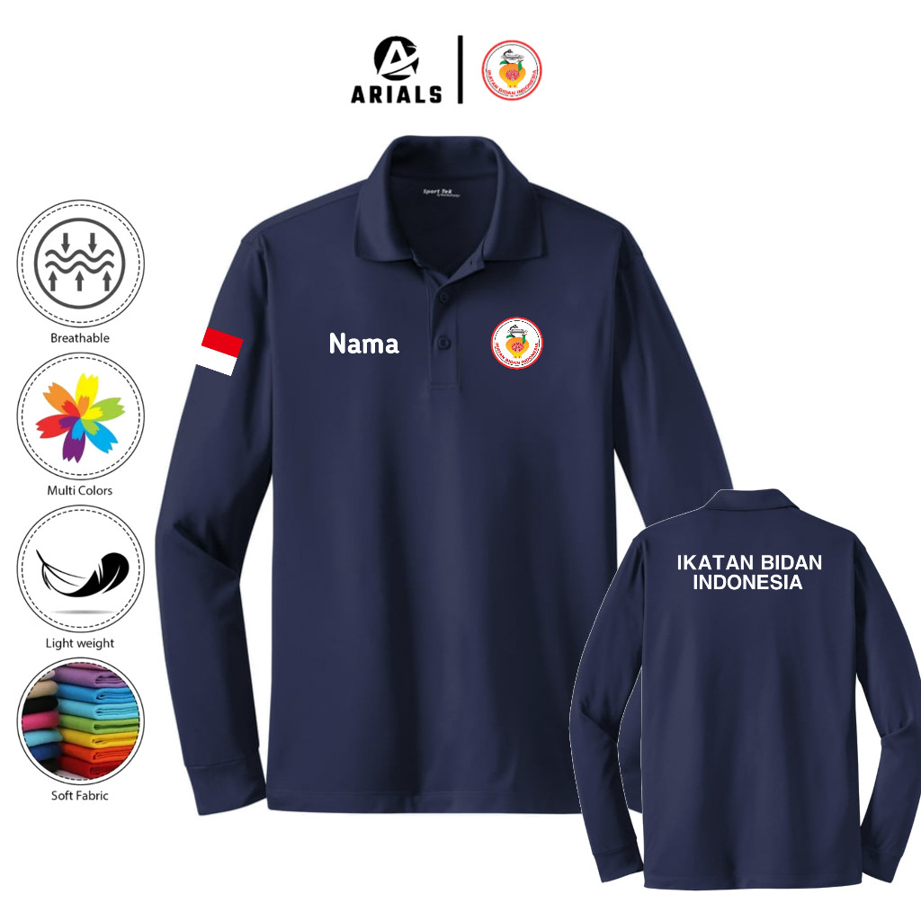 Arials Polo shirt Baju Kaos Kerah Lengan Panjang IBI Ikatan Bidan Indonesia