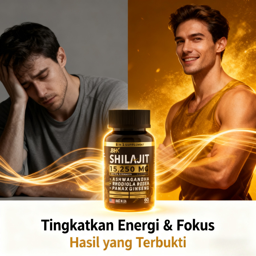 Shilajit Capsules - 100% Shilajit Resin untuk Energi & Vitalitas Alami (60 Kapsul) CO372