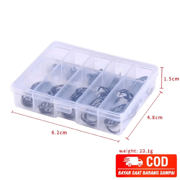 Paket set isi 100 pcs mata kail pancing baja karbon