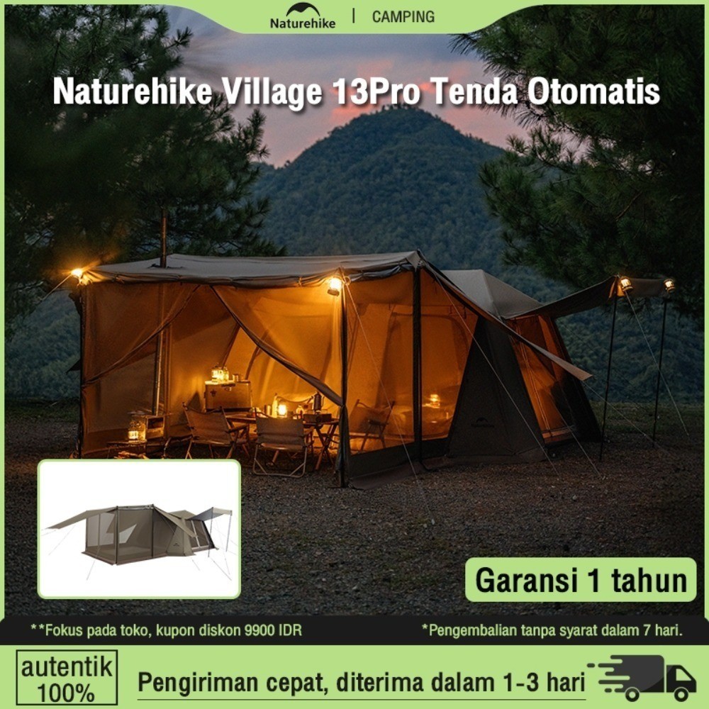 Naturehike Village 13  Tenda Camping 5-8 Orang Kapasitas Besar Tiblack PRO Deep Brown Flagship