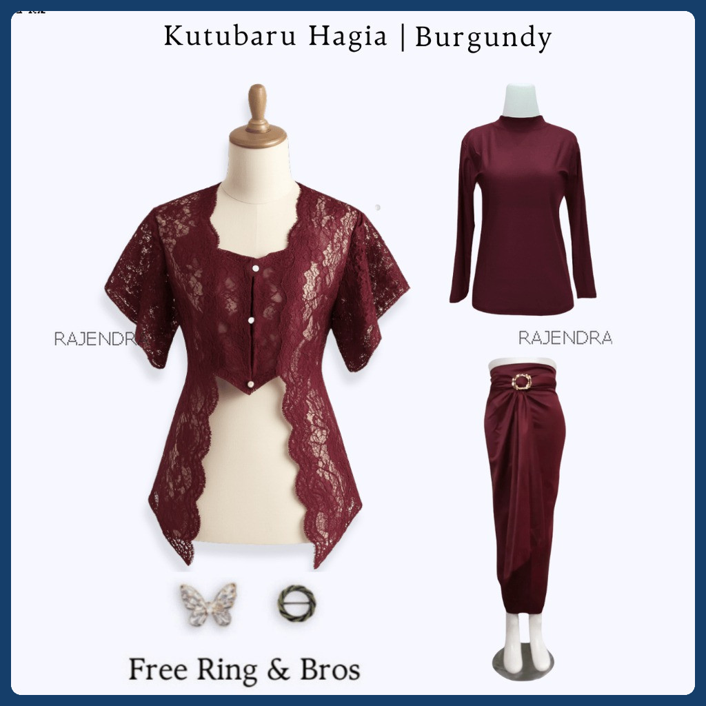 Setelan Kebaya Brukat Kutubaru Modern | Outer + Rok Lilit Kondangan/Wisuda Simpel elegan Terlaris