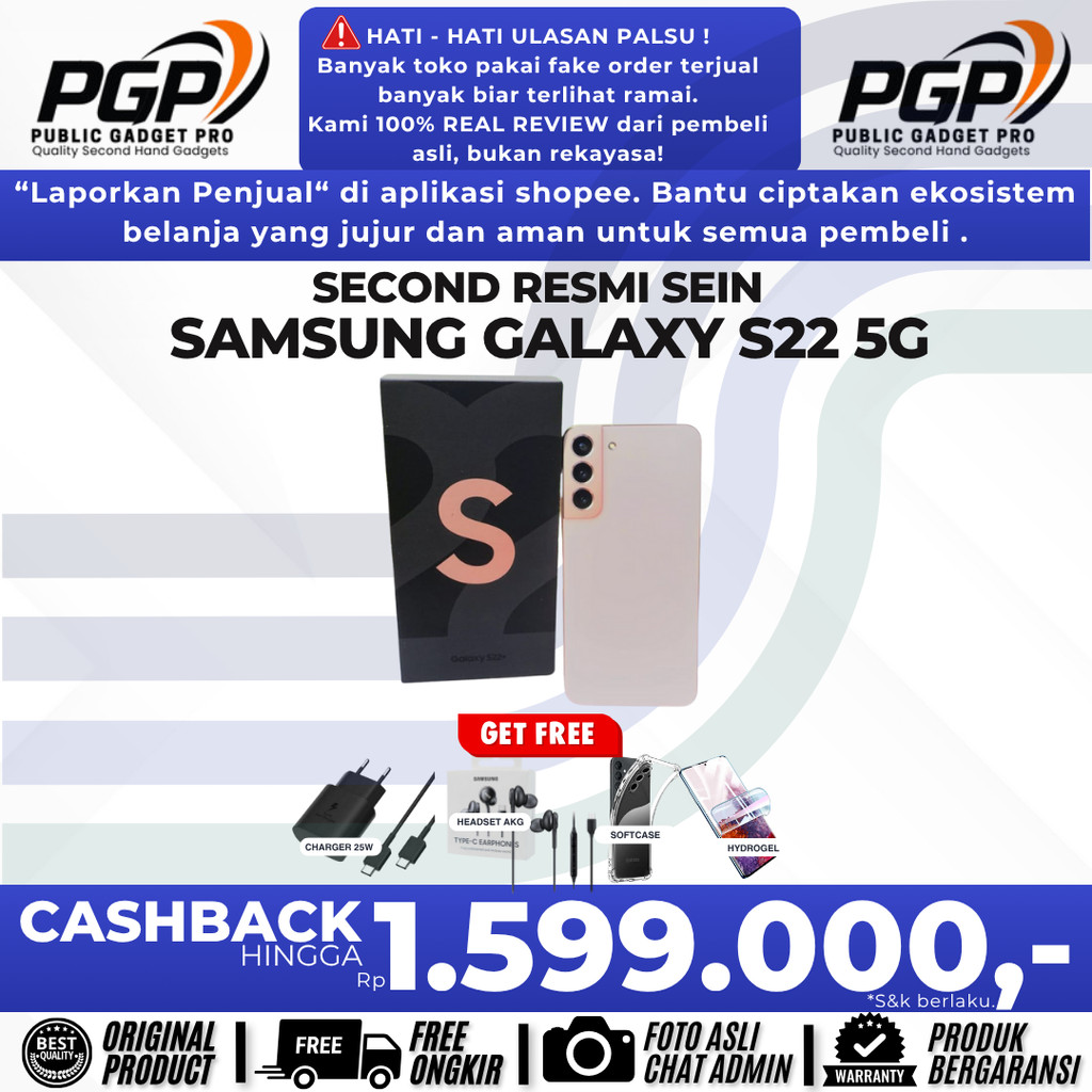 SAMSUNG GALAXY S22 5G 8/256GB & 8/128GB SECOND RESMI SEIN INDONESIA