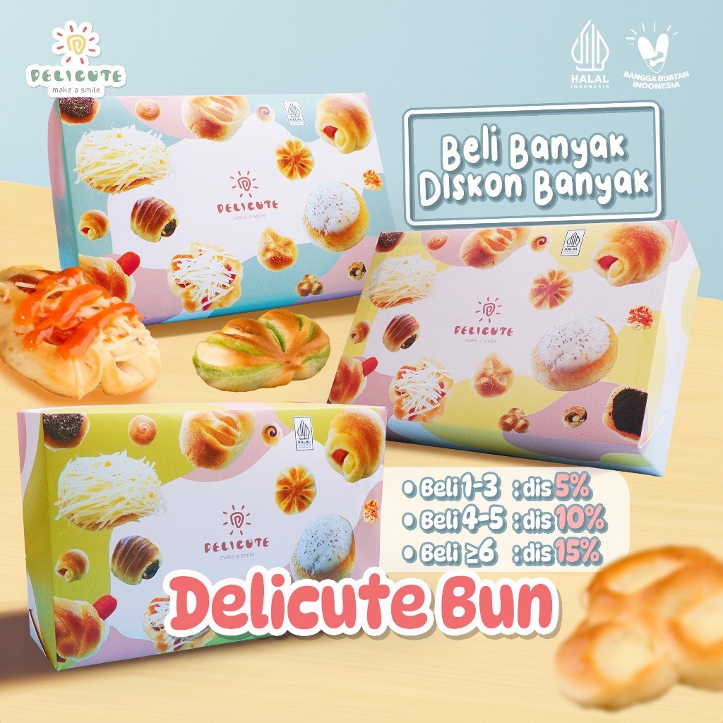 ROTI UNYIL DELICUTE BUN 24 PCS - TIDAK BISA PILIH RASA (ROTI DIKIRIM RANDOM) | DALAM BOX