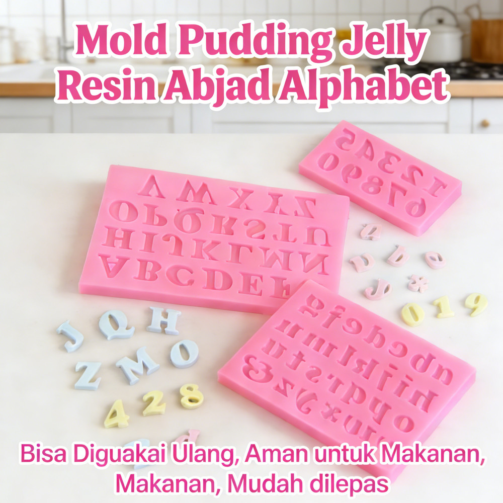 Coklat Pudding Batu Resin Es Abjad Huruf Jumbo Alphabet Mold Silicone Huruf Cetakan