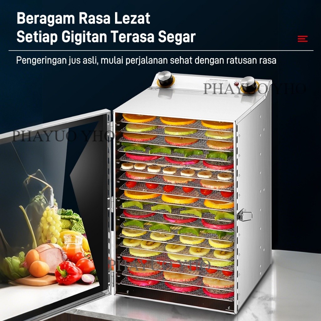 Mesin Pengering Makanan Digital Alat Dehydrator Buah Sayur Daging Dendeng Hewan Herbal Jamur Serbagu