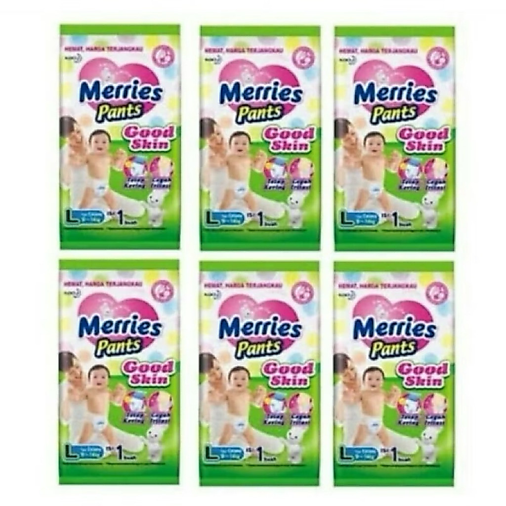 Merries Pants Renceng isi 6 Sachet ukuran L popok Merries.