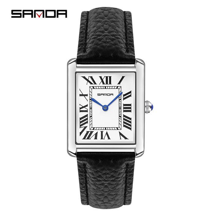 Velvet Co  Jam Tangan Pria Analog Tali Kulit SANDA 1108L - Hitam Silver