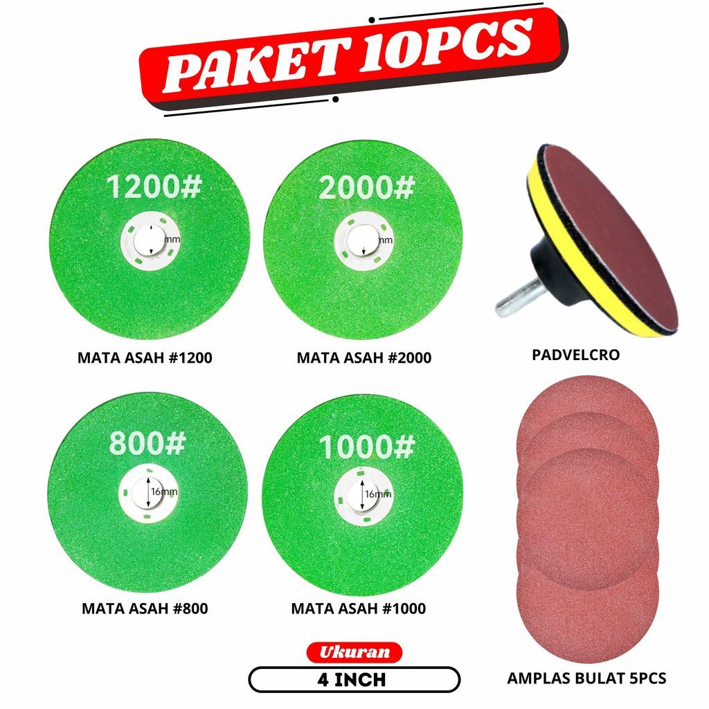 PAKET 11PCS Batu Gerinda Tebal 6 mm Mata Gerinda Poles Asah 800# 1000# 1200# 2000# untuk Mesin Gerin