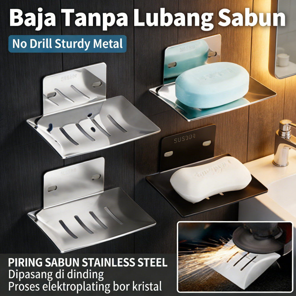 Lubang Sabun Tangga Sendiri Tanpa Dinding Logam Kamar Mandi Karat Baja Pegangan