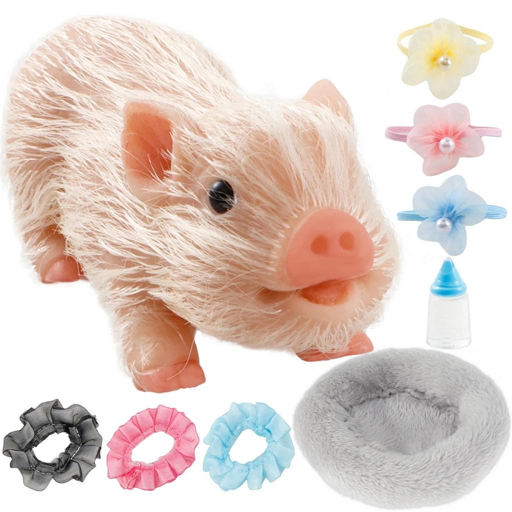 3/5Inch Silicone Pig Doll Toy Mini Soft Lifelike Silicone Pig Doll Cute Miniature Newborn Full Silic