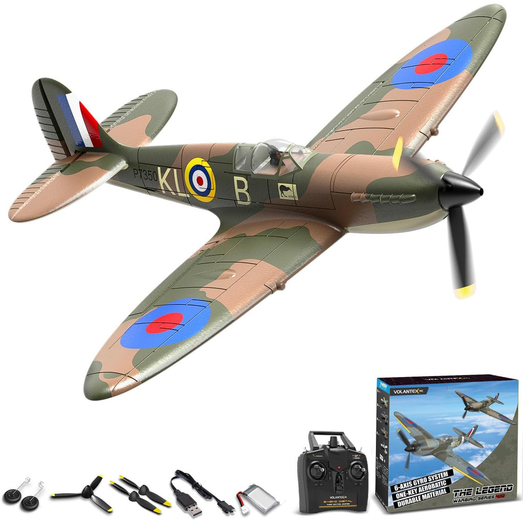 Spitfire RC Airplane 2.4G 4 Remote Control Plane EPP 400mm Wingspan 6-Axis Aerobatic RC Warbird Mini