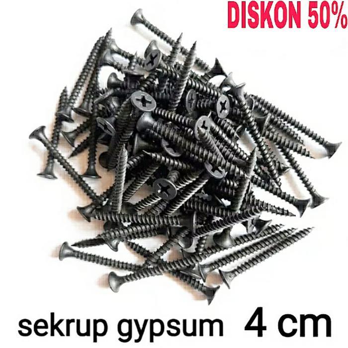 A11 DUS skrup gypsum 4cm isi 1000pcs 1 dus sekrup gipsum 6x1 1/2" sekrup hitam 6 x1 1/2" 4 cm 1000pc