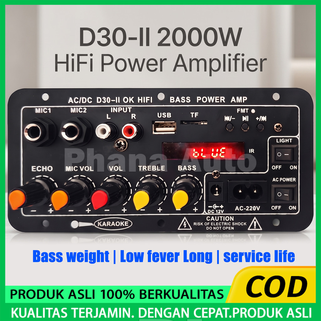 [Siap Pakai] Kit Amplifier Board D30 D10-II 2000W DIY Subwoofer Bluetooth 5.0 Karaoke Papan Modul Am
