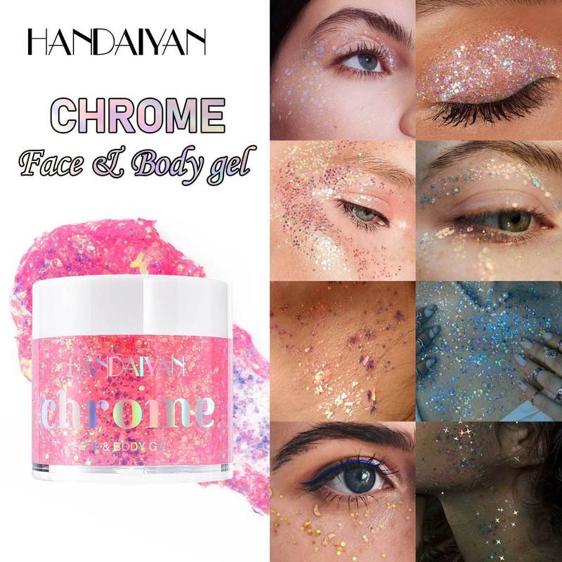 HANDAIYAN eyeshadow glitter halus, eyeshadow glitter gel 8 warna, eyeshadow glitter bunglon.