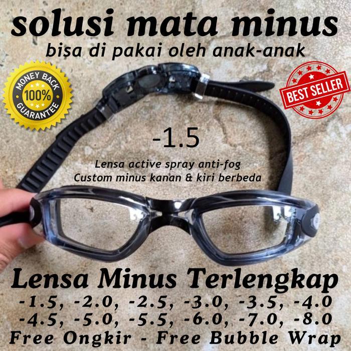Kacamata Renang Minus Myopia -1.5 sd -8.0 With Box Custom Minus Mix Minus Kanan Kiri Minus Berbeda -