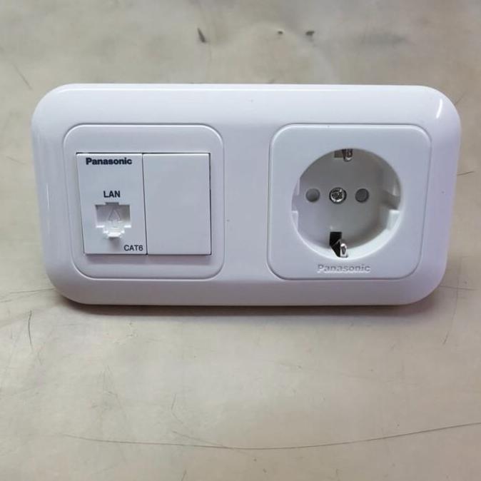 TERBARU - Stop Kontak CP Pengaman + Stop Kontak LAN Data CAT6 CAT 6 Panasonic