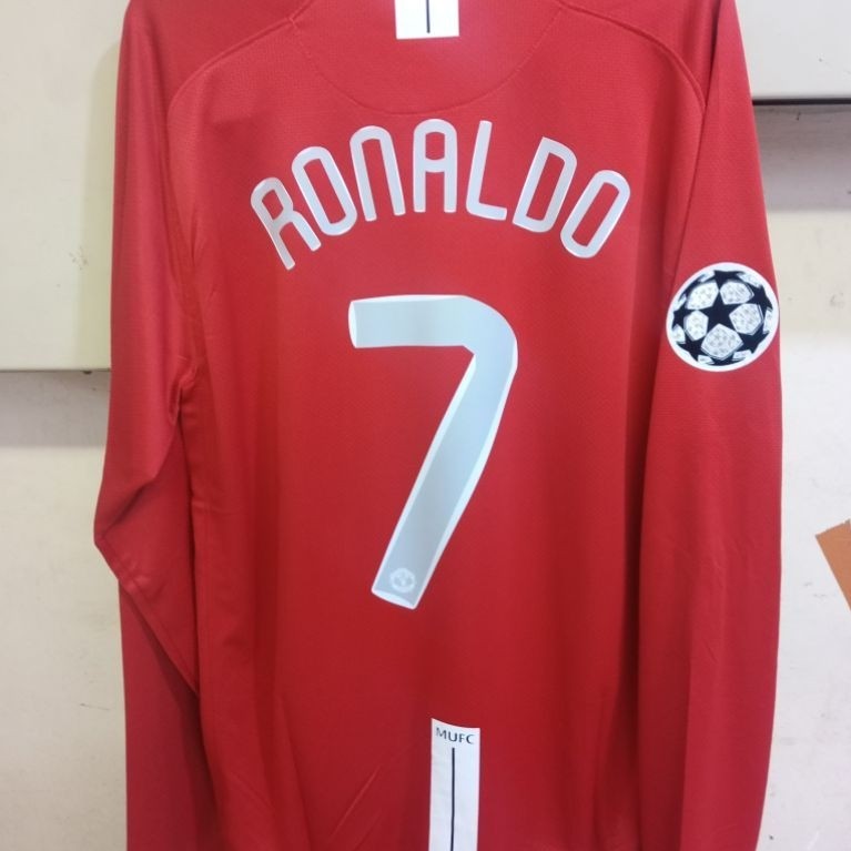 Official retro long sleeve mu home fullset winner final ucl moscow 2008 size sxlxxl aja.