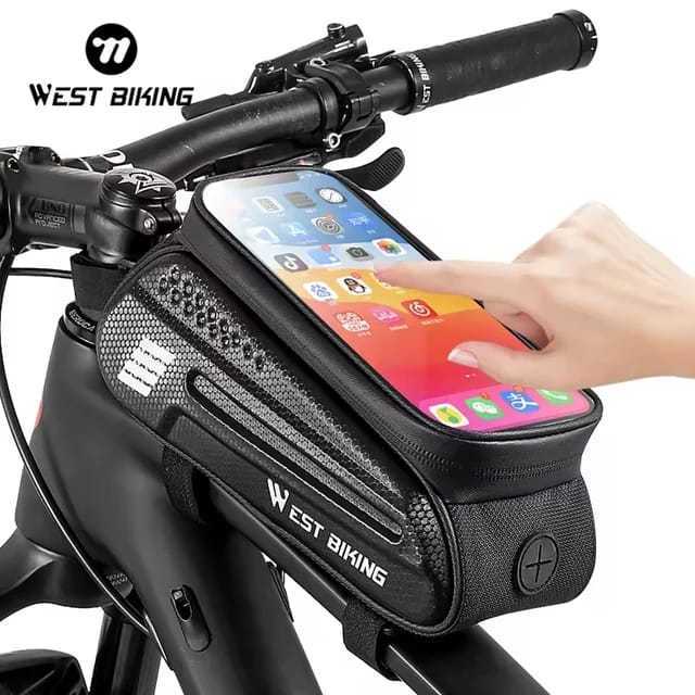 Foto WEST BIKING Tas Depan Handphone Frame Sepeda Mountain Bike MTB Bicycle Front Tube Bag Touch Screen 1.5L Waterproof 283