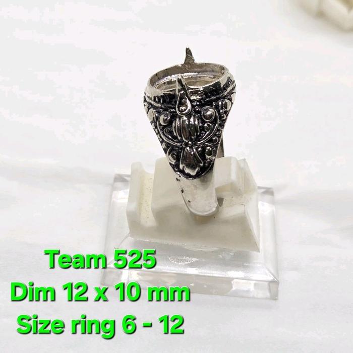 Ring emban cakar bali dim 12x10 / ring alpaka super 525 / ring cincin pengikat batu akik eceran size