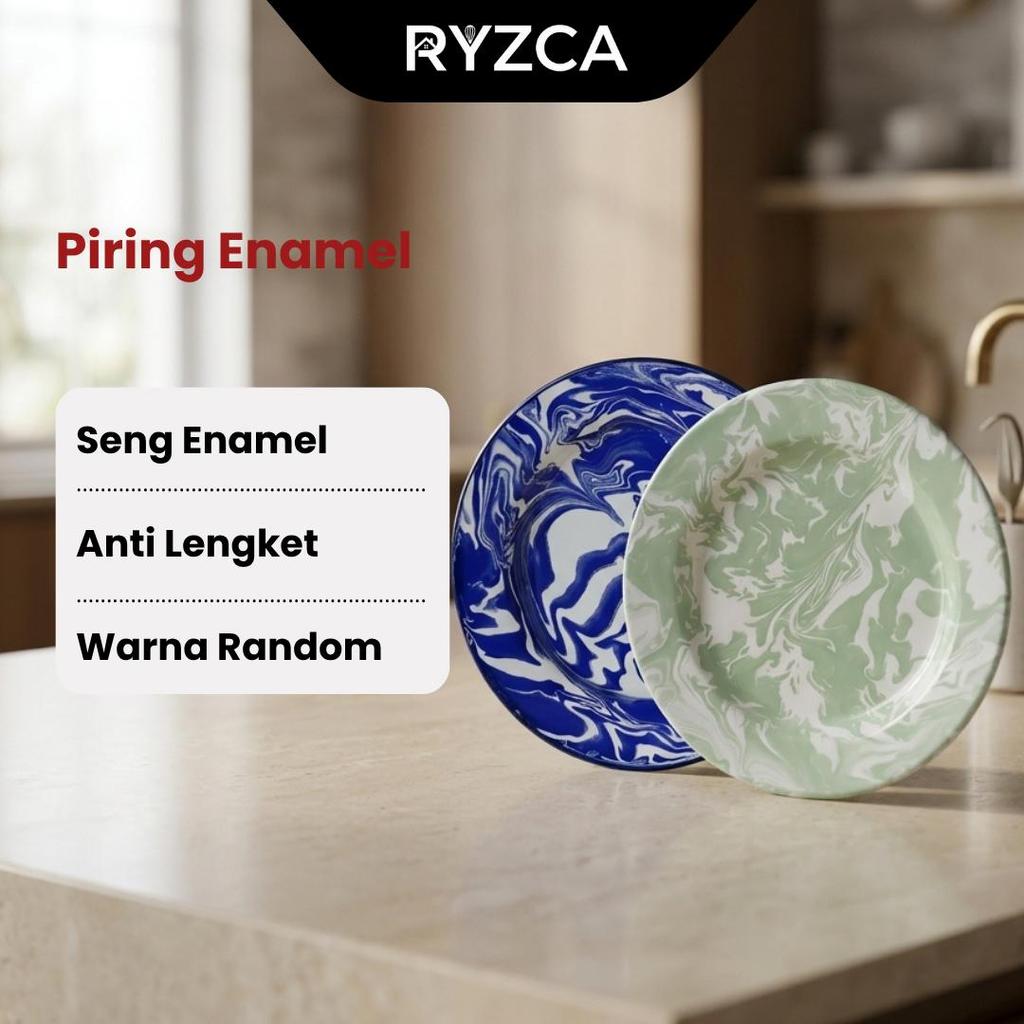 RYZCA Piring Enamel Blirik Jadul / Piring Seng Jadul Motif Blirik 22cm