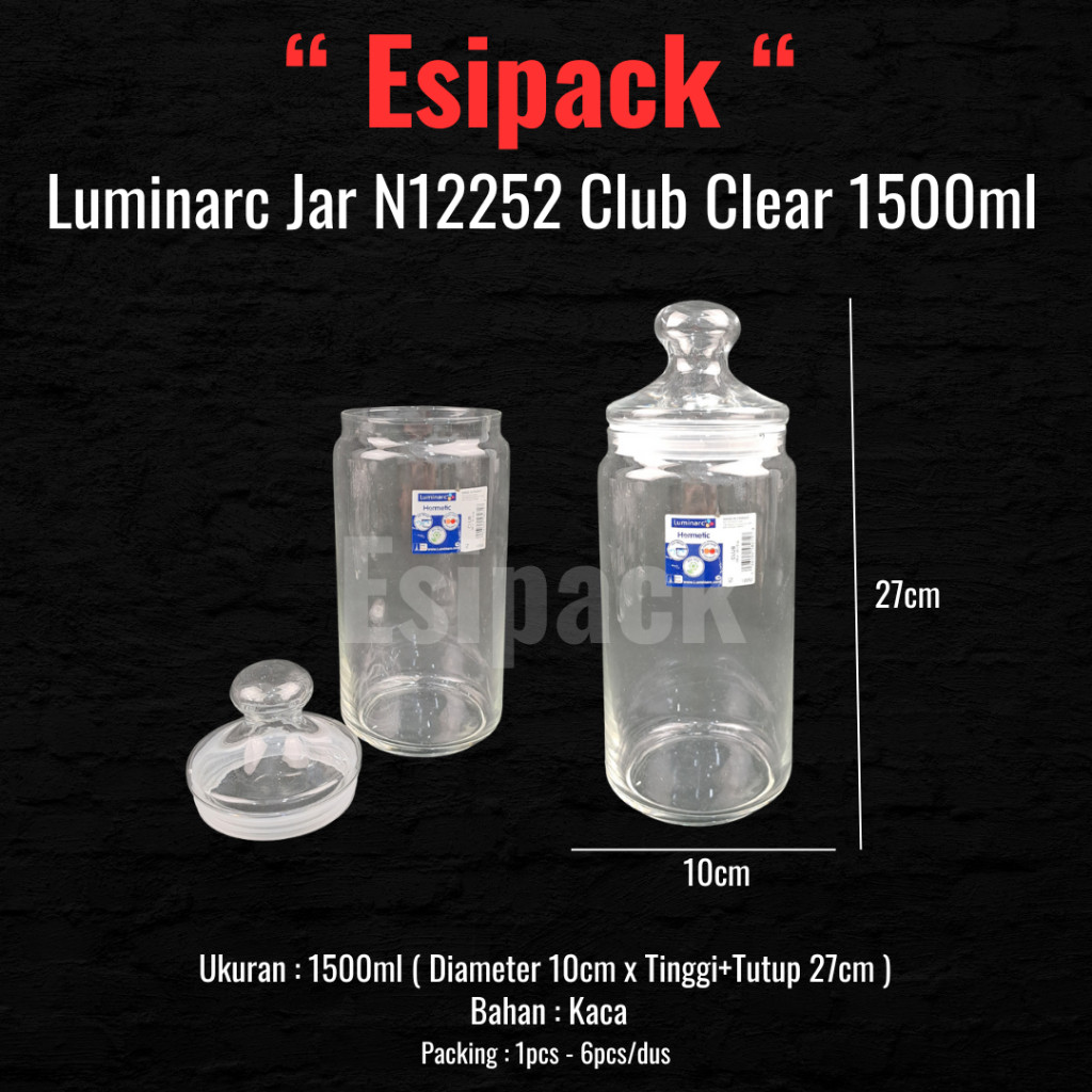 JANGANLIRIK Luminarc Toples Kaca Botol Jar Beling Crystal 1500ml