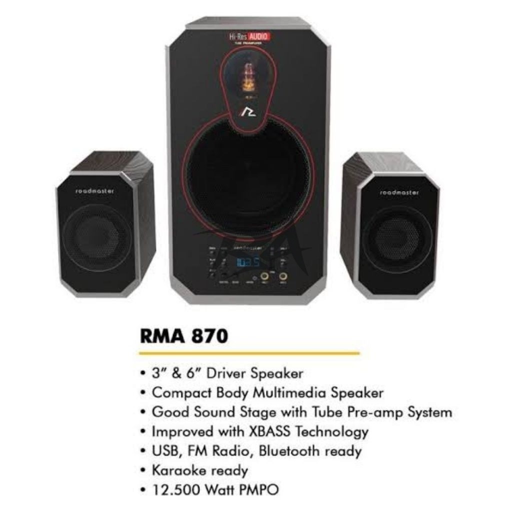 III SPEAKER ROADMASTER RMA870 RMA 870 BLUETOOTH USB RADIO FM 3" 6" DRIVER COMPACT BODY MULTIMEDIA GO