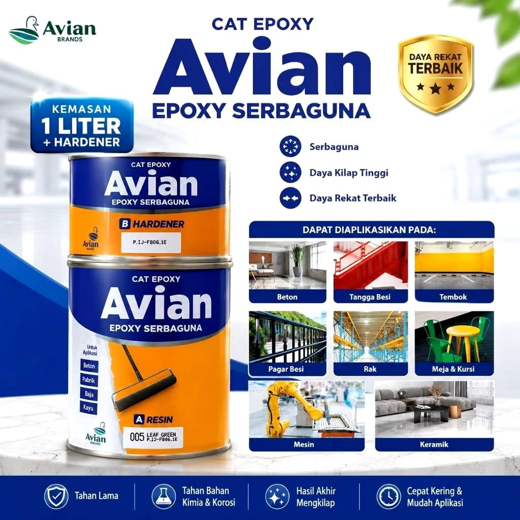 Cat epoxy lantai Avian/Avian cat epoxy serbaguna 2 komponen/cat lantai epoxy serbaguna dua komponen 